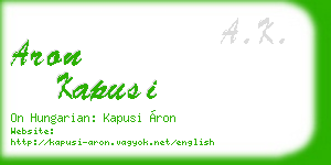 aron kapusi business card